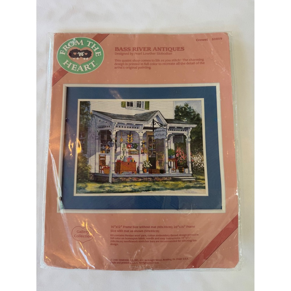 Vintage 1987 Dimensions Bass River Antiques Crewel Embroidery Kit 51019 Sealed